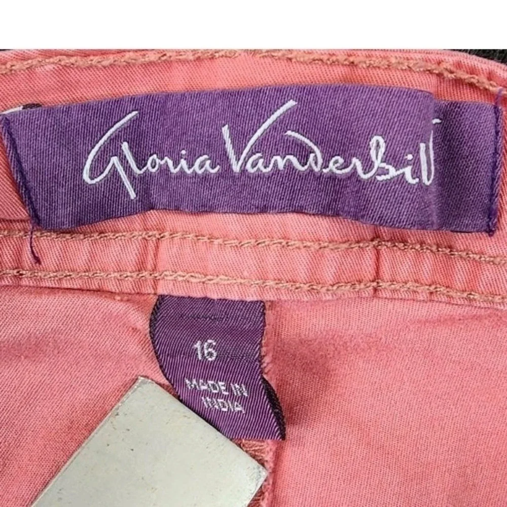 Gloria Vanderbilt Cargo Shorts Coral Pink Women 16 Bermuda Stretch‎ Utility